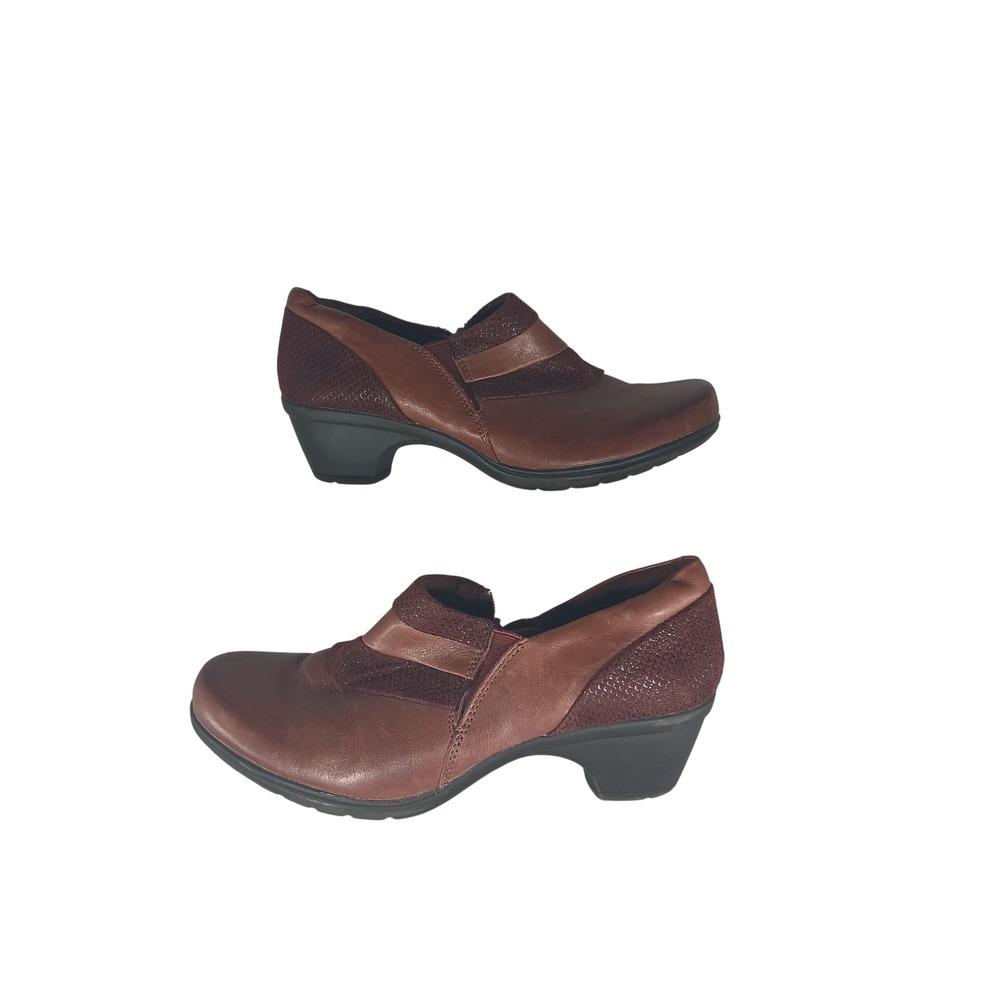 Earth Origins Reegan Ankle Bootie 9W Brown Leather Comfort Block Heel